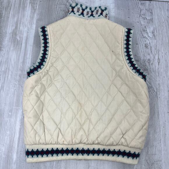 Vintage Junior Exchange Reversible Winter Knit Warm Full Zip Outdoors Ski Vest - Picture 4 of 15